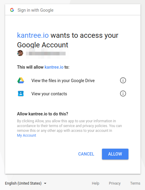 allow Kantree in Google