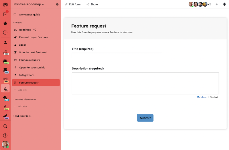Feature request form