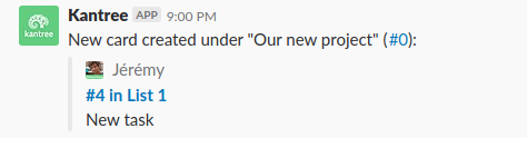 Slack notif Kantree
