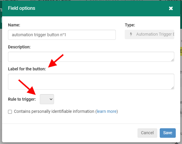 Trigger button fields