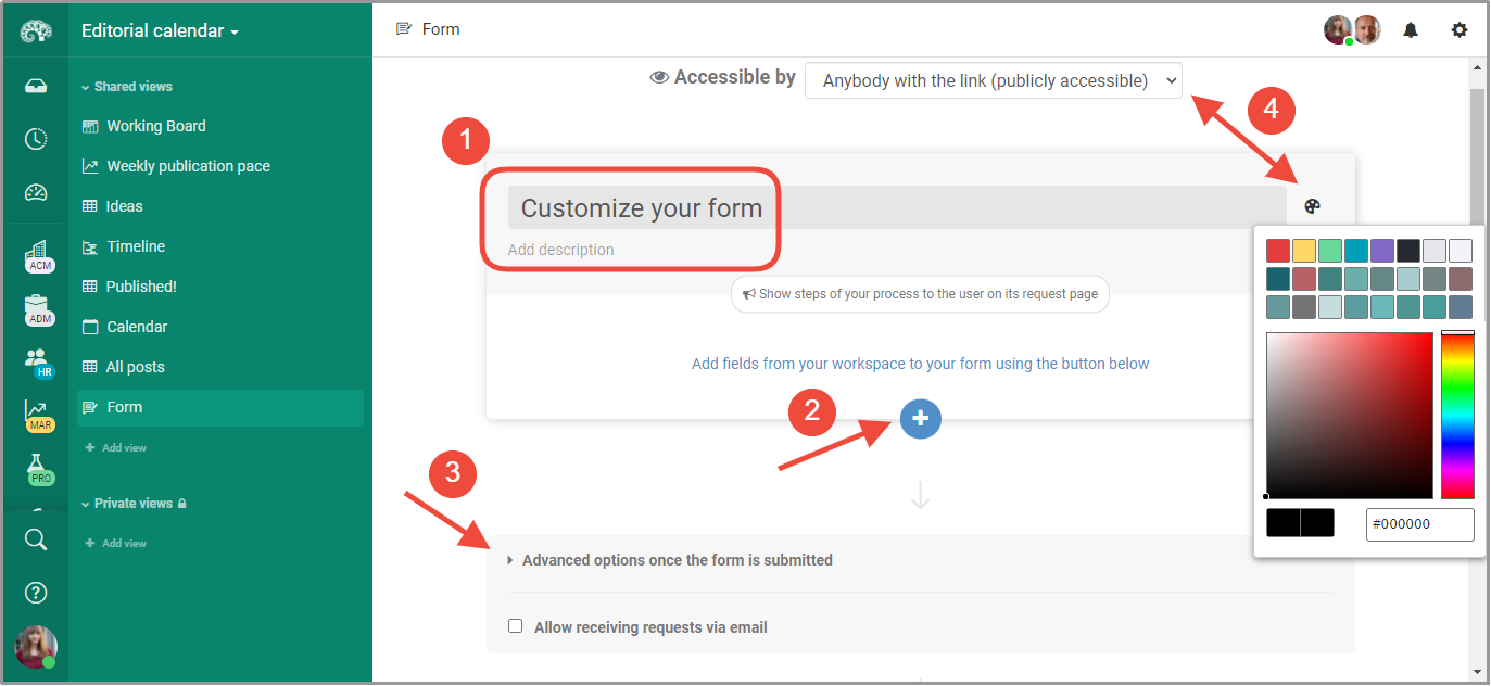 Customize project forms