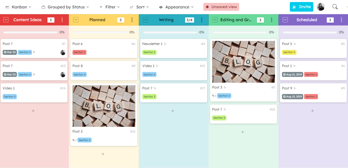 Nouveau look du tableau kanban