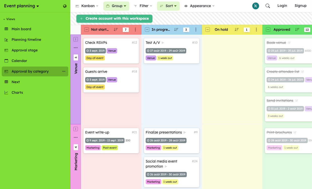 Modele projet planification evenements