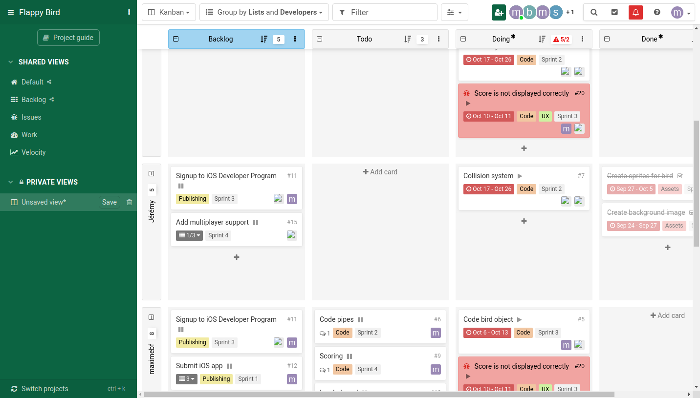 kanban swimlanes